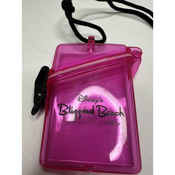 Disney Lanyard Blizzard Beach Pink Translucent Safe Holder Water Resistant Pool - Picture 9 of 11
